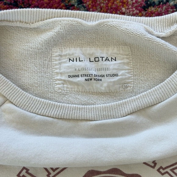 Nili Lotan | Women’s White Crewneck Logo Slightly Cropped Sweatshirt, size M - Picture 3 of 13